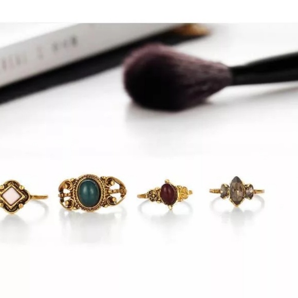 Vintage Antique Gold Knuckle Midi Women's Ring Set - Picture 5 of 7